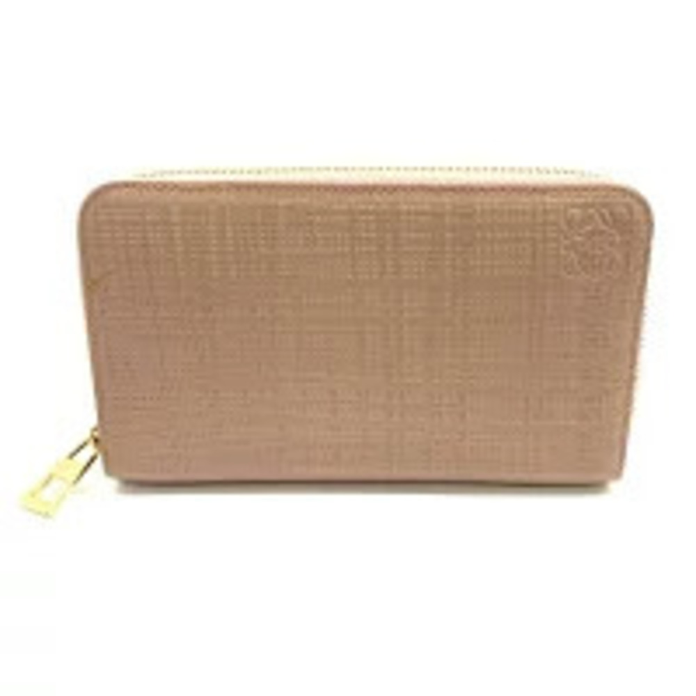 LOEWE Anagram Compact Round Zip Wallet Leather Dusty Pink